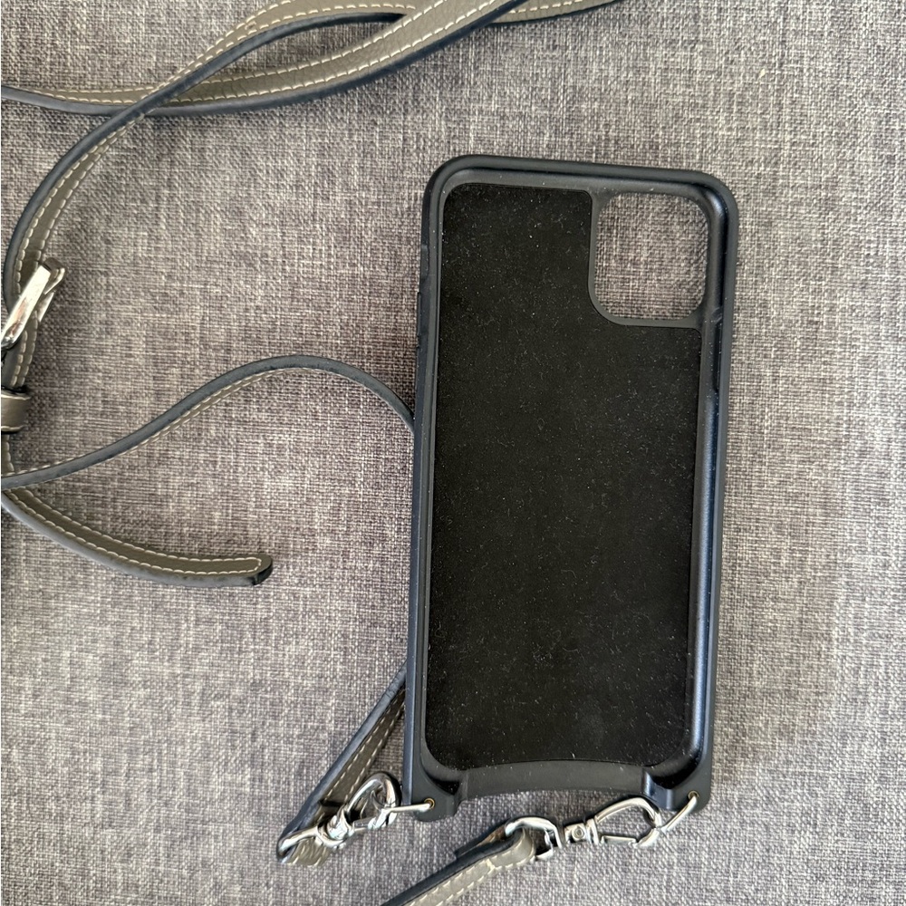 Bandolier Gray & Black Leather Crossbody Phone Case for iPhone 11 Pro Max - Picture 2 of 2
